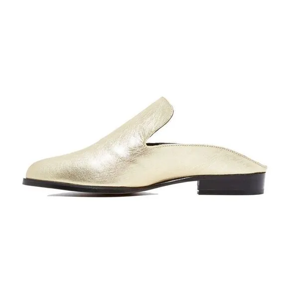 Robert CLERGERIE Leather Mules Slides in Gold