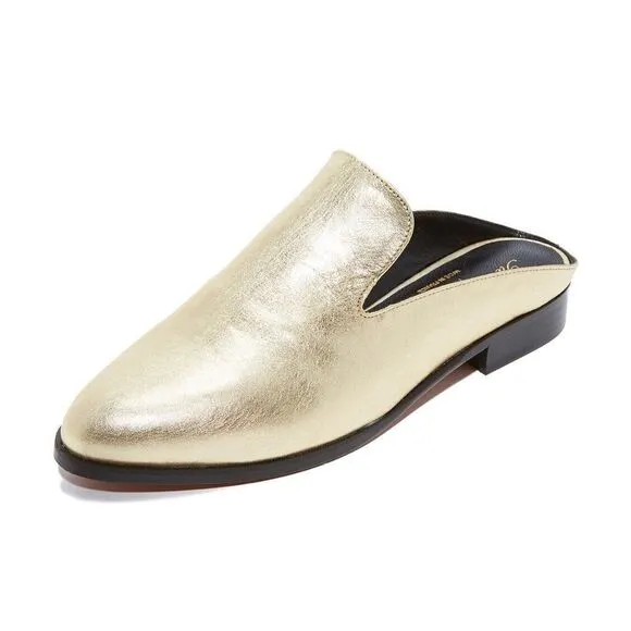 Robert CLERGERIE Leather Mules Slides in Gold