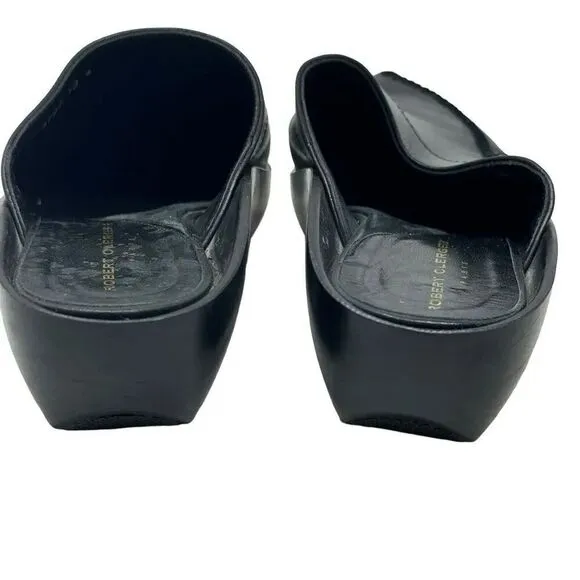 Robert Clergerie Paris womens clogs mules size 9.5 Black leather