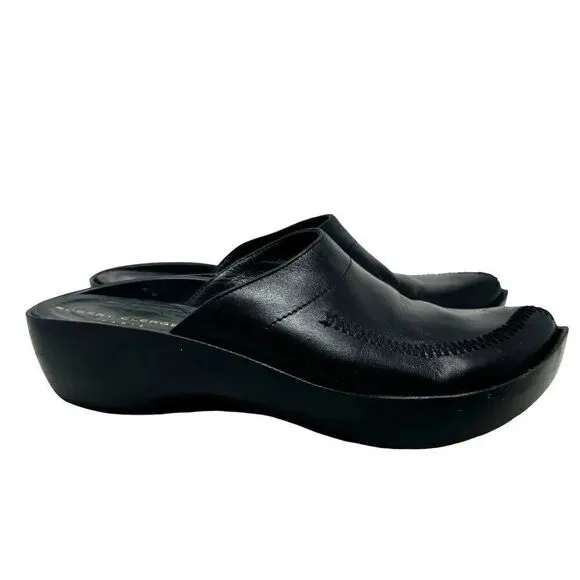 Robert Clergerie Paris womens clogs mules size 9.5 Black leather