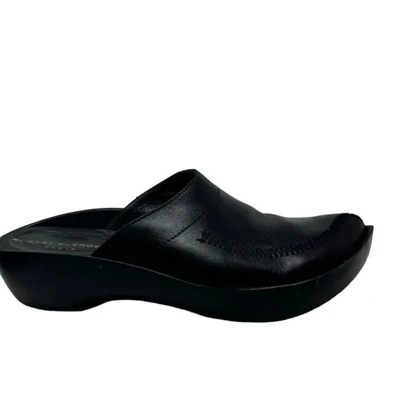 Robert Clergerie Paris womens clogs mules size 9.5 Black leather