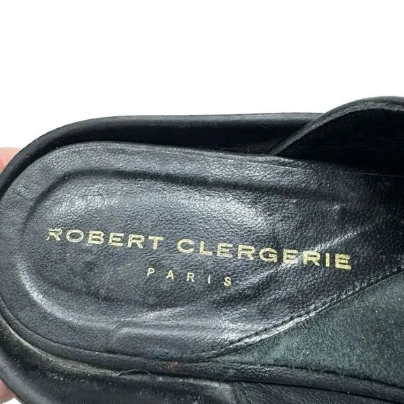 Robert Clergerie Paris womens clogs mules size 9.5 Black leather