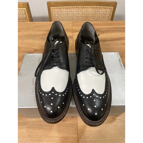 Robert Clergerie RoelJ Brogue Oxfords Black White Leather Size 9 US 39.5 EU NIB