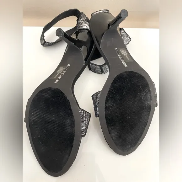 ROCA WEAR Impulse Slingback Bling Rhinestone Black High Heels Metallic Size 9