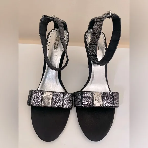 ROCA WEAR Impulse Slingback Bling Rhinestone Black High Heels Metallic Size 9
