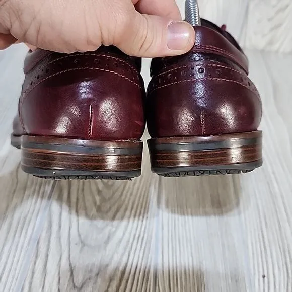 Rockport Dustin Wingtip Leather Oxfords Burgundy Men's 9