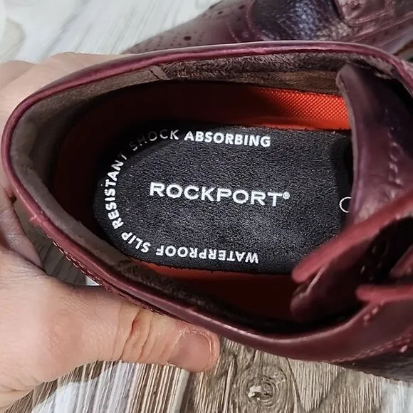 Rockport Dustin Wingtip Leather Oxfords Burgundy Men's 9
