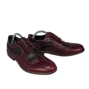 Rockport Dustin Wingtip Leather Oxfords Burgundy Men's 9