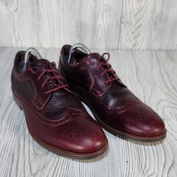 Rockport Dustin Wingtip Leather Oxfords Burgundy Men's 9