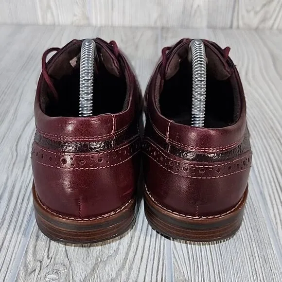 Rockport Dustin Wingtip Leather Oxfords Burgundy Men's 9