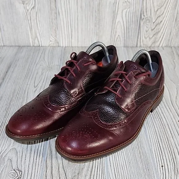Rockport Dustin Wingtip Leather Oxfords Burgundy Men's 9