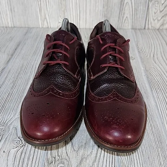 Rockport Dustin Wingtip Leather Oxfords Burgundy Men's 9
