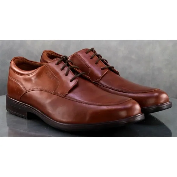 Rockport Hydro Shield Men's Apron Toe Oxfords Dress Shoes Size 12 Brown EUC