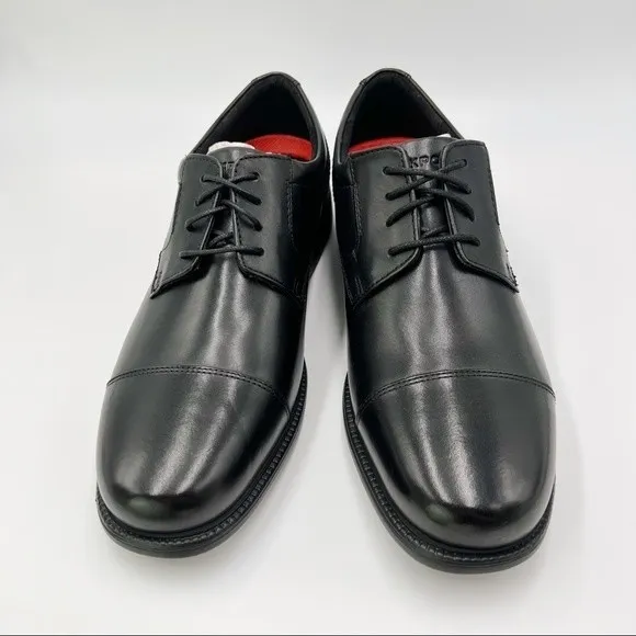 Rockport Mens Charles Road Cap Toe Oxford Black Leather Shoes Size 9 NEW