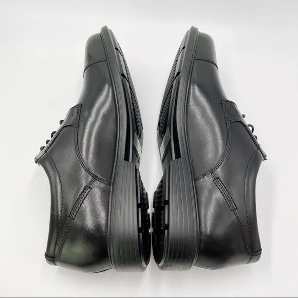 Rockport Mens Charles Road Cap Toe Oxford Black Leather Shoes Size 9 NEW
