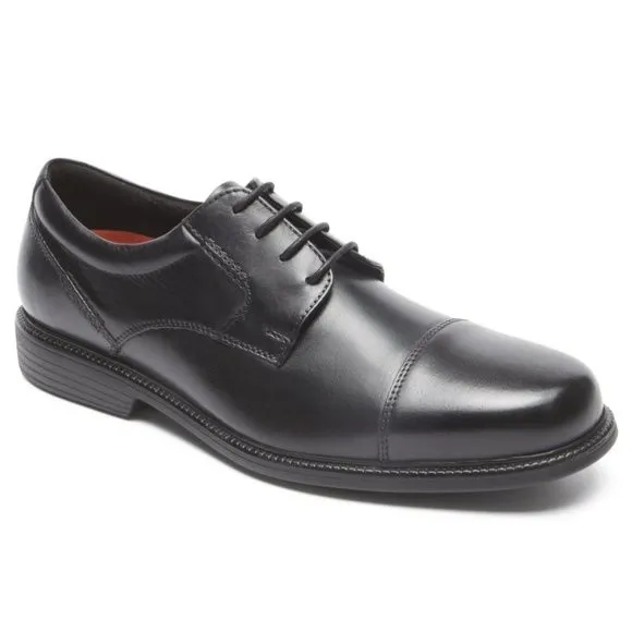 Rockport Mens Charles Road Cap Toe Oxford Black Leather Shoes Size 9 NEW