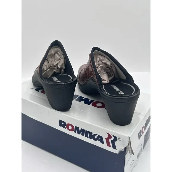 Romika Mokassetta 271 Leather Clogs Mules Brandy Size 39 8-8.5 New