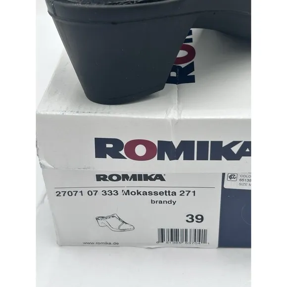 Romika Mokassetta 271 Leather Clogs Mules Brandy Size 39 8-8.5 New