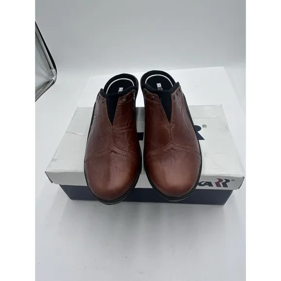 Romika Mokassetta 271 Leather Clogs Mules Brandy Size 39 8-8.5 New