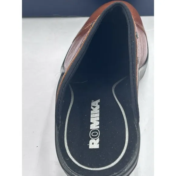 Romika Mokassetta 271 Leather Clogs Mules Brandy Size 39 8-8.5 New