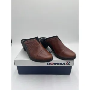 Romika Mokassetta 271 Leather Clogs Mules Brandy Size 39 8-8.5 New