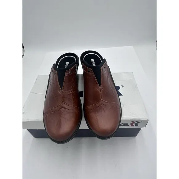 Romika Mokassetta 271 Leather Clogs Mules Brandy Size 39 8-8.5 New