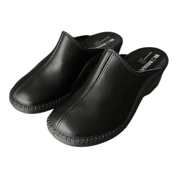 ROMIKA Mokasso 304 Black Leather Comfort Slip On Clogs Size 8-8.5 NWOT in Box