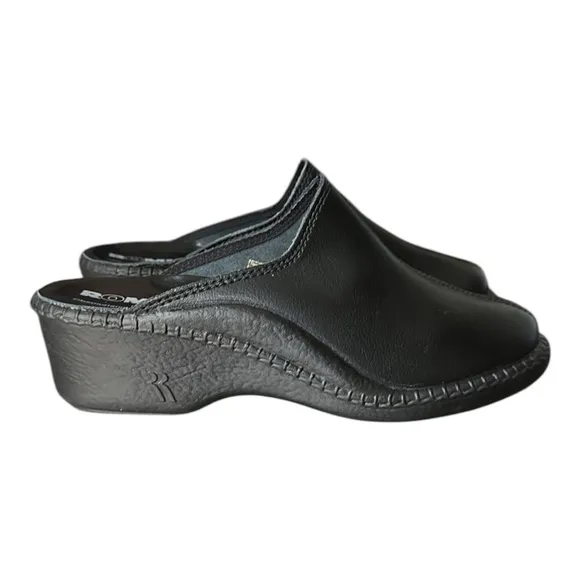 ROMIKA Mokasso 304 Black Leather Comfort Slip On Clogs Size 8-8.5 NWOT in Box
