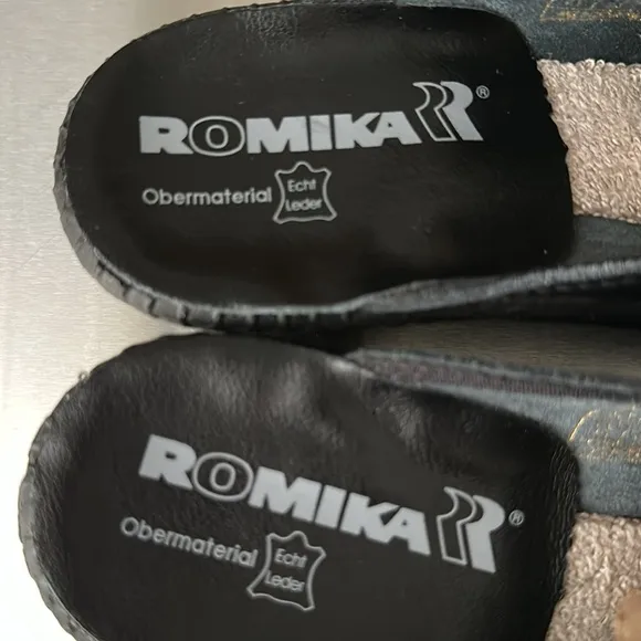 ROMIKA Mokasso 304 Black Leather Comfort Slip On Clogs Size 8-8.5 NWOT in Box