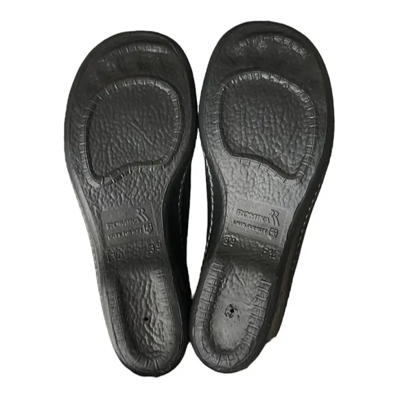 ROMIKA Mokasso 304 Black Leather Comfort Slip On Clogs Size 8-8.5 NWOT in Box