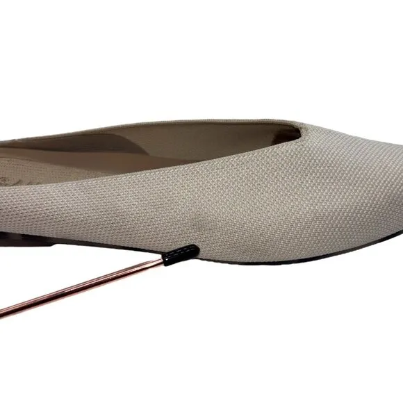 ROTHY'S Almond Demi Flat Mule 8 Vanilla Bean Cream Washable Knit Slip-On Neutral