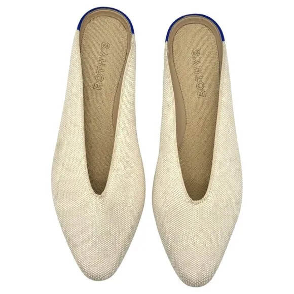 ROTHY'S Almond Demi Flat Mule 8 Vanilla Bean Cream Washable Knit Slip-On Neutral