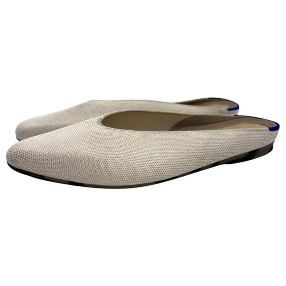 ROTHY'S Almond Demi Flat Mule 8 Vanilla Bean Cream Washable Knit Slip-On Neutral