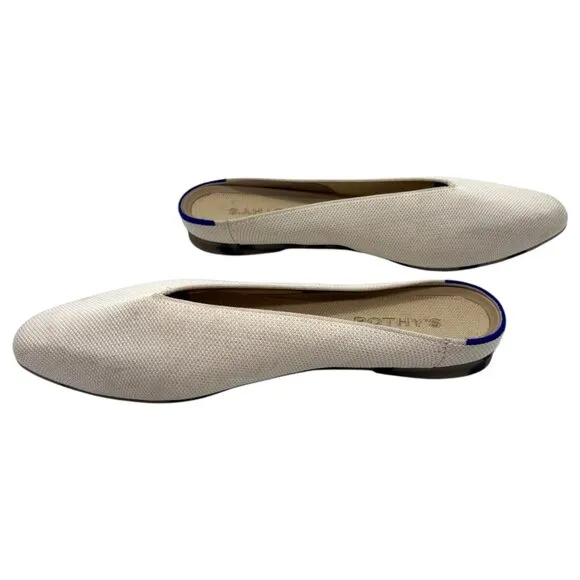 ROTHY'S Almond Demi Flat Mule 8 Vanilla Bean Cream Washable Knit Slip-On Neutral