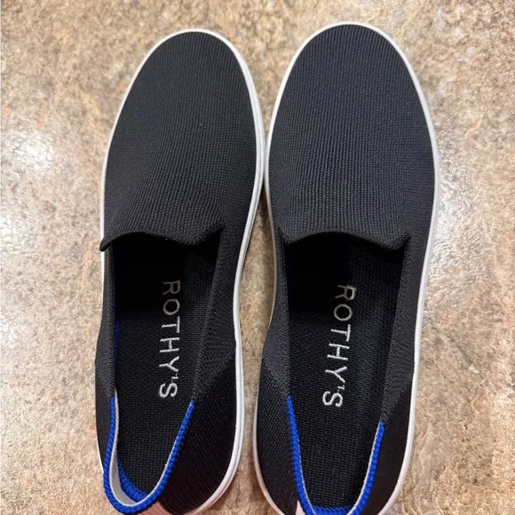 Rothy's Black and Blue Sneakers Minimalist Slip-Ons