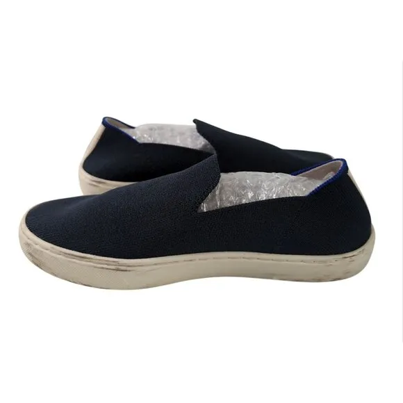 Rothys Original Slip On Sneaker Shoe Womens 6 Blue Tan Stripe Casual Everyday