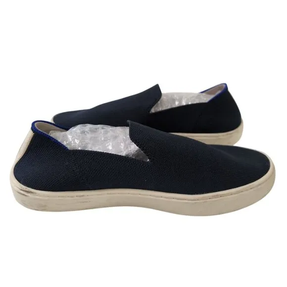Rothys Original Slip On Sneaker Shoe Womens 6 Blue Tan Stripe Casual Everyday