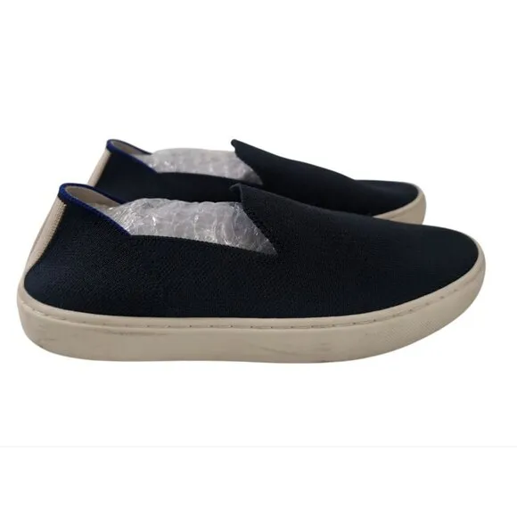 Rothys Original Slip On Sneaker Shoe Womens 6 Blue Tan Stripe Casual Everyday