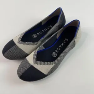 Rothy’s The Flat Capstone Black And Cream Plaid Flat Slip On