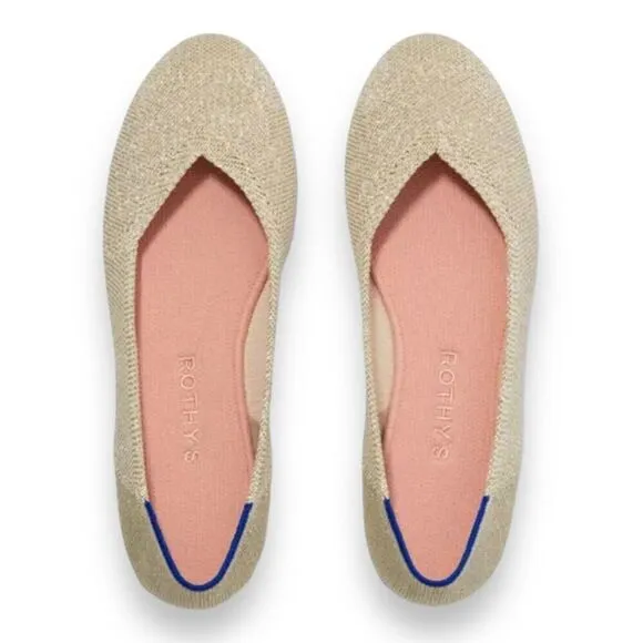 Rothy's The Flat Light Gold Metallic Women’s Size 11.5 Round Toe Casual