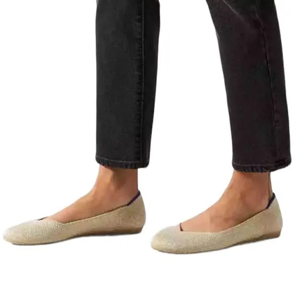 Rothy's The Flat Light Gold Metallic Women’s Size 11.5 Round Toe Casual