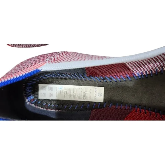 Rothy's The Flat Round Toe Slip On Ballet Flat Shoes Red Blue Women’s 8.5 $125