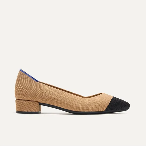 Rothy's The High Point In Love Insole Wren Captoe Heels 10 tan black kitten low