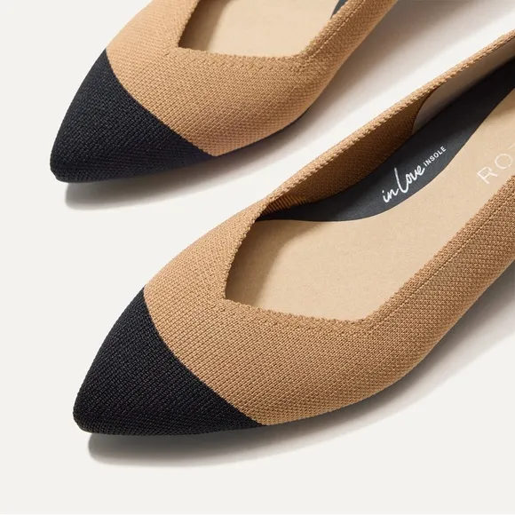 Rothy's The High Point In Love Insole Wren Captoe Heels 10 tan black kitten low