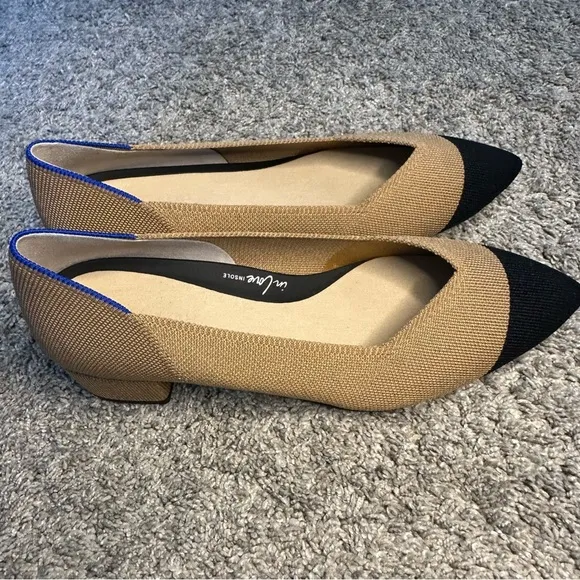 Rothy's The High Point In Love Insole Wren Captoe Heels 10 tan black kitten low