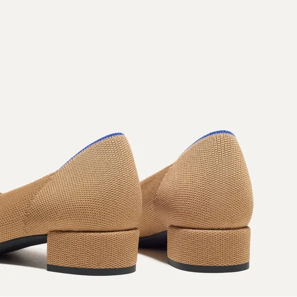 Rothy's The High Point In Love Insole Wren Captoe Heels 10 tan black kitten low