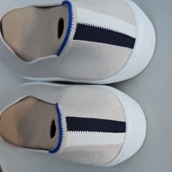 Rothy's White and Blue Slip-On Sneakers