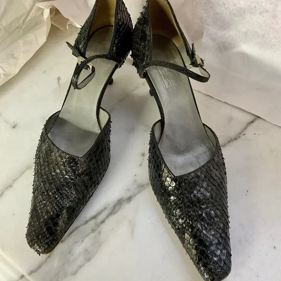 RUDOLPHE MENUDIELsnakeskin kitten heels size 39.5 VINTAGE PRISTINE