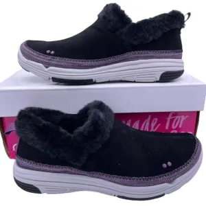 Ryka wide suede water-repellent faux fur slip on sneaker shoes women Size 7W