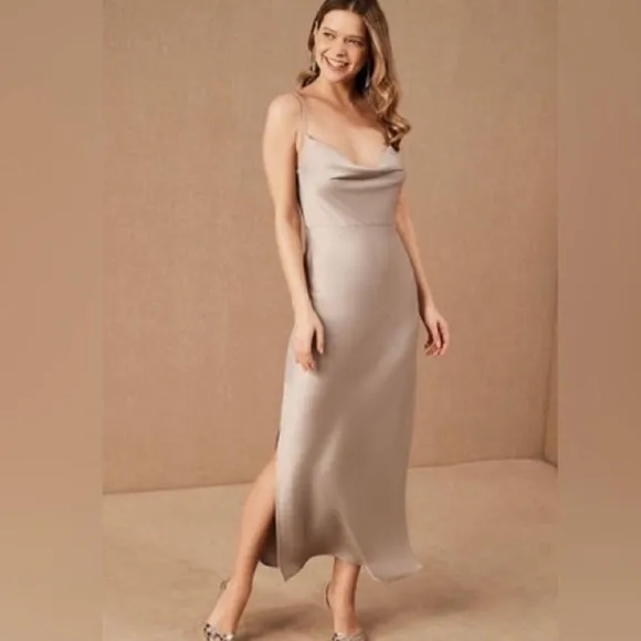 SACHIN   BABI BHLDN cali satin cowl neck sleeveless midi slip dress 4 P659